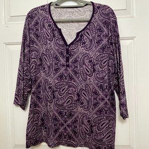 Croft & Barrow Purple paisley 3/4 sleeve shirt